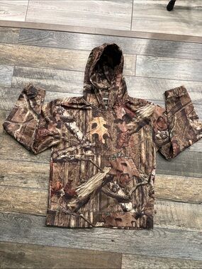 RedHead Men's Camo Hooded Sweatshirt in Brown and Green Woodland Print